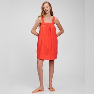 GAP - tie-back babydoll dress with pockets in orange coral NWOT size S